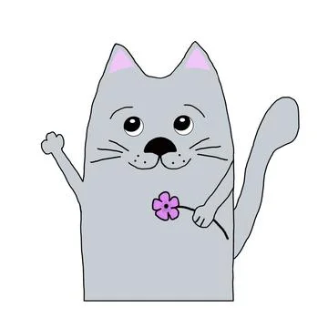 Gray kitten, simple design, Illustration, design of cards, posters for the nu Stock Illustration