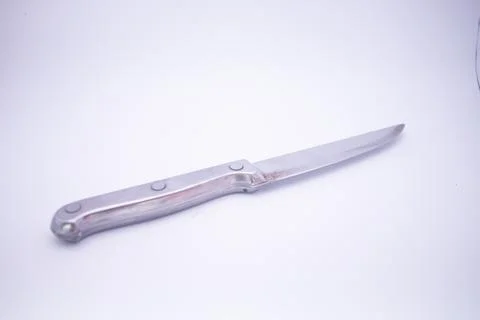 Gray Knife on White Background Foto stock