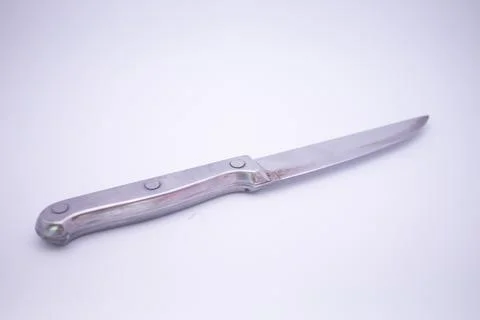 Gray Knife on White Background Stock Photos