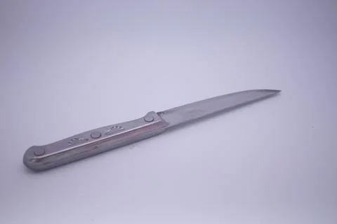 Gray Knife on White Background Stock Photos