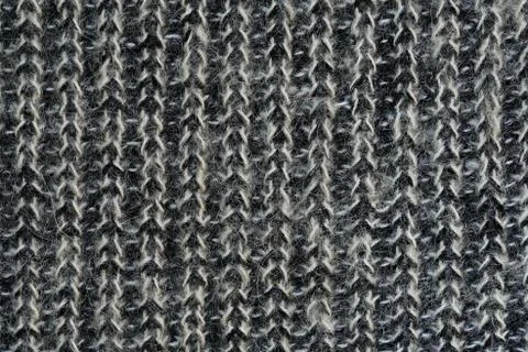 Gray knitted woolen fabric texture Stock Photos