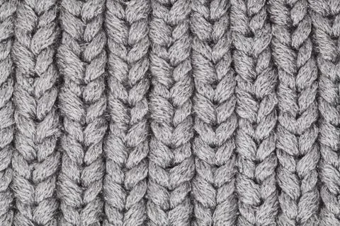 Gray knitting texture background. Stock Photos