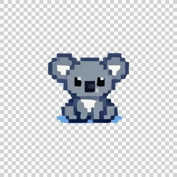Gray Koala Pixel Art Design Vector Stock Illustration