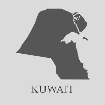 Gray Kuwait map - vector illustration Ilustración de archivo