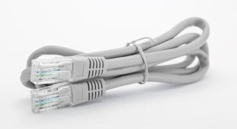 Gray Lan cable on white background Stock Photos