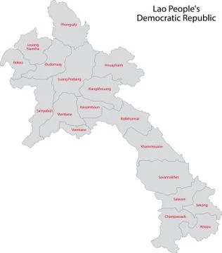 Gray Laos map Stock Illustration