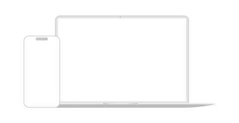 Gray laptop and smartphone device mockup template for advertising Illustrazione stock