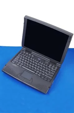 Gray laptop computer. Stock Photos