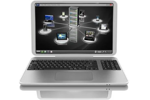 Gray laptop, network connection Stock Illustration