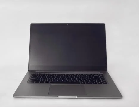 Gray laptop notebook with blank screen Stock Photos