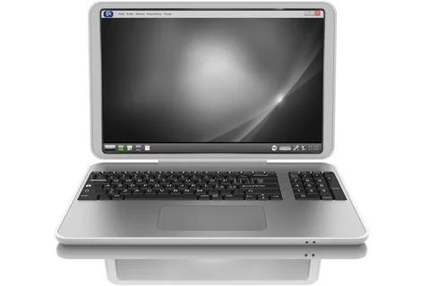 Gray laptop on a white background - 3D illustration. Stock-Illustration