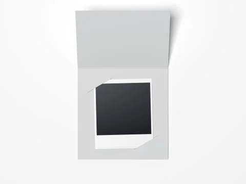 Gray leaflet with photo inside. 3d rendering 스톡 일러스트