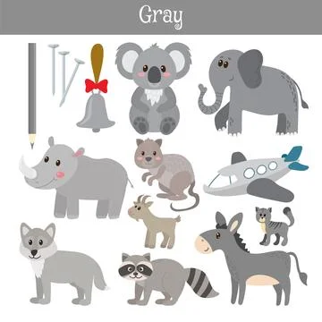 Gray. Learn the color. Education set. Illustration of primary colors Stock Illustration