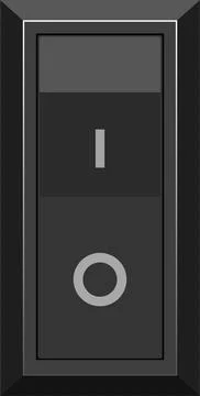 A gray light switch with a white border is in the on position and ready to .. Stock Illustration