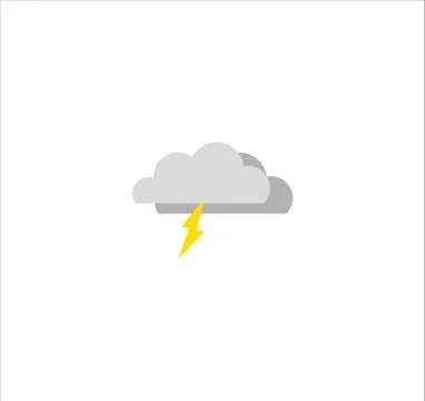 Gray lightning cloud icon on white background Stock Illustration