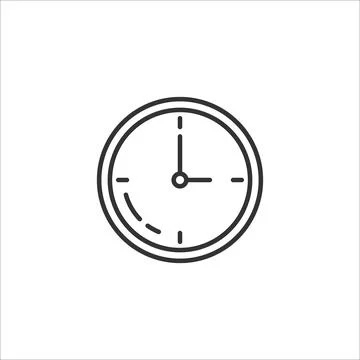 Gray line icon of clock on white background. Vector illustration. Stock Illustration