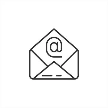 Gray line icon of email on white background. Vector illustration. Stock Illustration