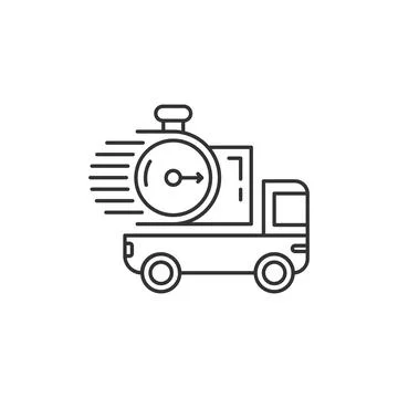 Gray line icon fast delivery on white background. Vector illustration. Stock Illustration