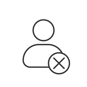 Gray line icon of man NO on white background. Vector illustration. Stock Illustration