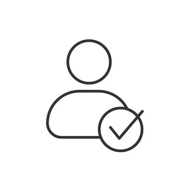 Gray line icon of man OK on white background. Vector illustration. Stock Illustration