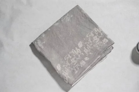 Gray Linen with Stenciled White Leaf and Branches Stock Photos