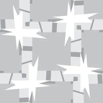 Gray Lines and Shapes in Seamless Pattern Stock Illustration