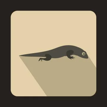 Gray lizard icon, flat style Stock Illustration