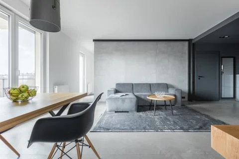 Gray loft interior Stock Photos