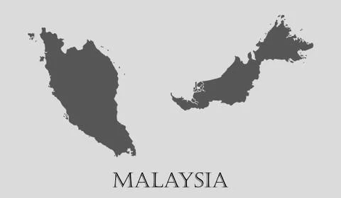 Gray Malaysia map - vector illustration Stock Illustration