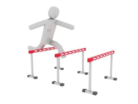 Gray man jumps over the barriers Stock Illustration