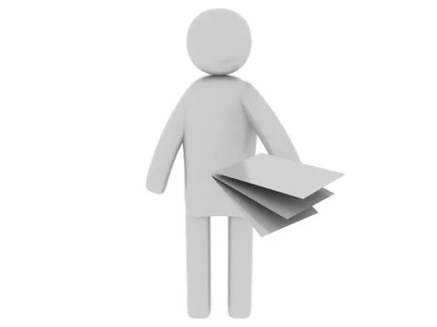 Gray man with papers Stock Illustration