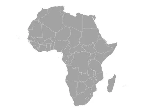 Gray Map of Africa with countries Stock Illustration