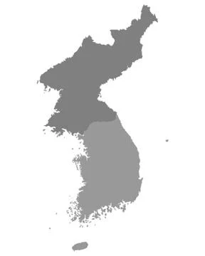 Gray map of North Korea and South Korea Stock Illustration