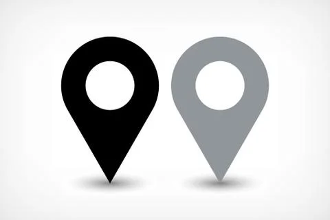 Gray map pins sign icon in flat style Stock Illustration