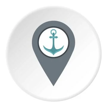 Gray map pointer with anchor symbol icon circle Stockillustratie