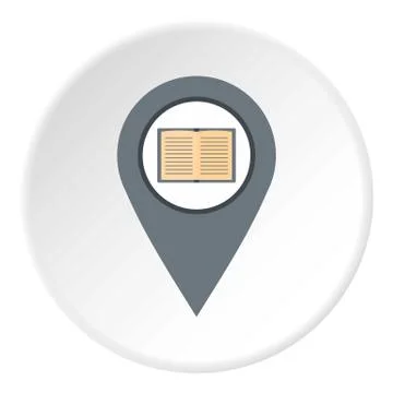 Gray map pointer with book icon circle Stockillustratie