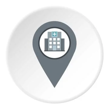 Gray map pointer with symbol hospital icon circle Stock Illustration