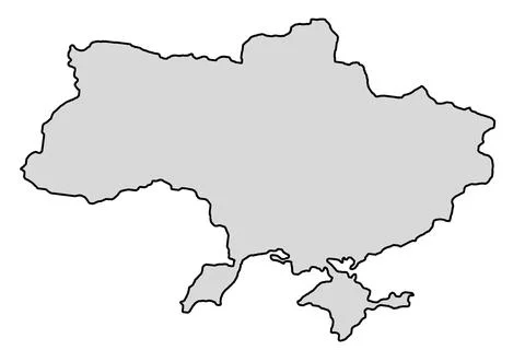 Gray map of Ukraine on a white background close up. Outline of Ukraine Stock Illustration