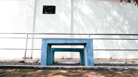 Gray marble bench on the cement floor Stock Photos