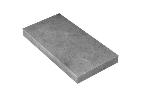 Gray marble rectangular slab is isolated on white background. Stock Photos