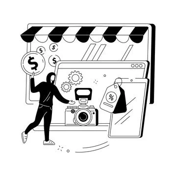 Gray market abstract concept vector illustration. Stock Illustration