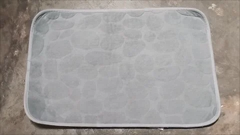 The gray mat is very comfortable to use at home Stock Footage 293056223