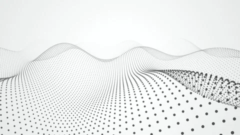 Gray mathematical particle grid waves in a seamless loop Stock Footage 340957423