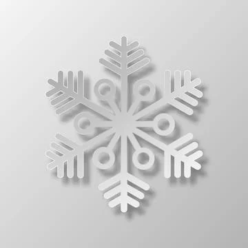 A gray matte snowflake on a light background. Paper snowflake with 3d effect Stock Illustration