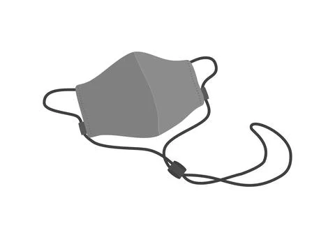 Gray medical face mask vector isolated on dark background Stock Illustration
