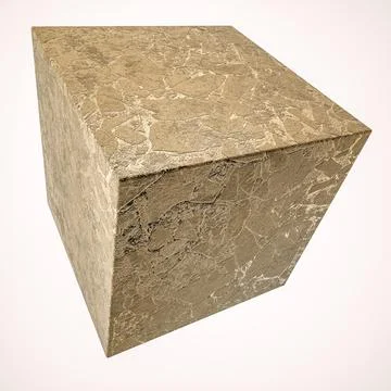 Gray metal cube with texture on a white background. 3d render illustration Stock Illustration
