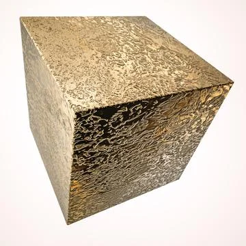 Gray metal cube with texture on a white background. 3d render illustration Stock Illustration