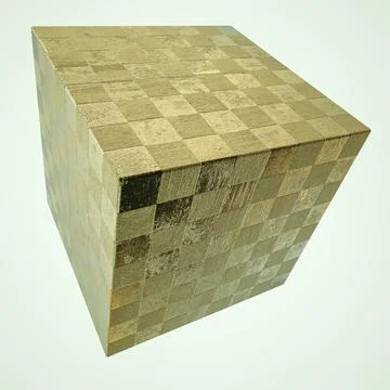 Gray metal cube with texture on a white background. 3d render illustration Stock Illustration
