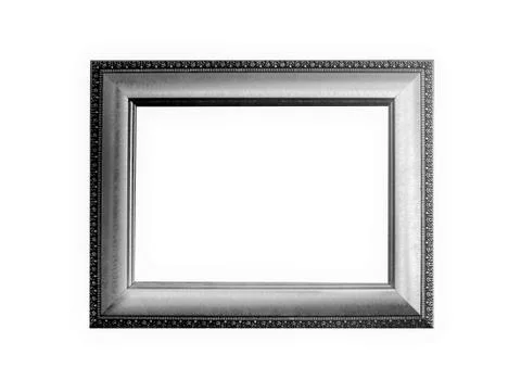 Gray metal frame on a white background Stock Photos