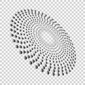 Gray metallic dot pattern. Abstract spiral design element. Stock Illustration